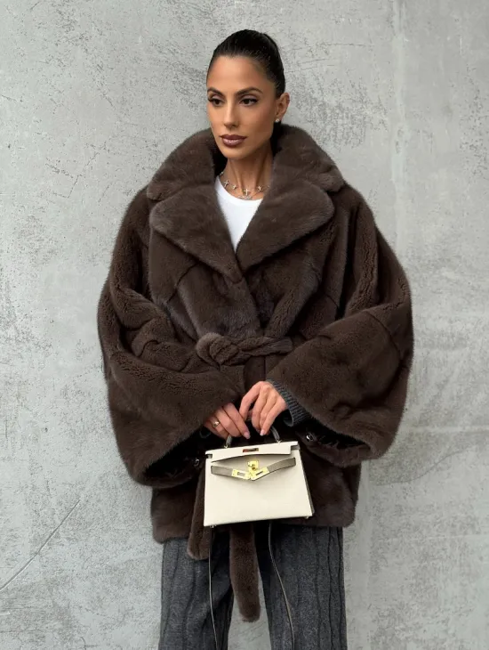 Полушубок норковый с английским воротником - летучка