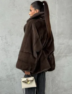 Полушубок норковый с английским воротником - летучка