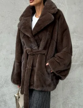 Полушубок норковый с английским воротником - летучка