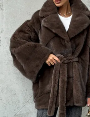 Полушубок норковый с английским воротником - летучка