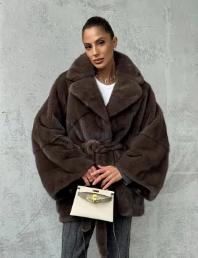 Полушубок норковый с английским воротником - летучка