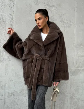 Полушубок норковый с английским воротником - летучка