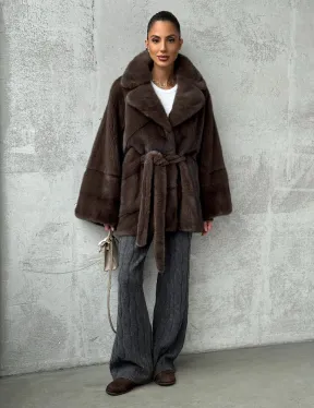 Полушубок норковый с английским воротником - летучка