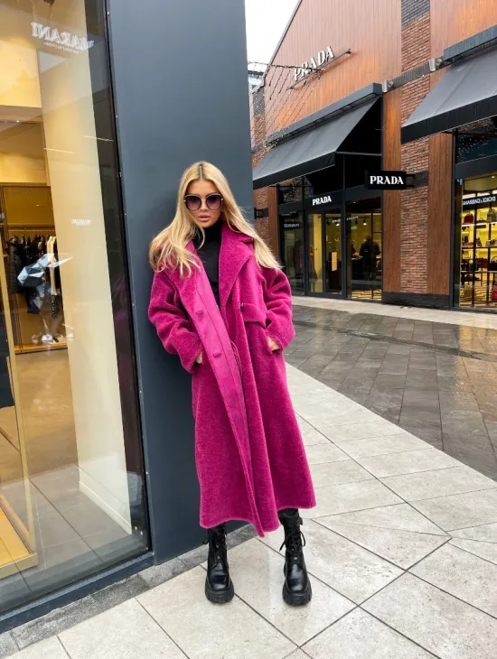 Современная шуба из натуральной шерсти