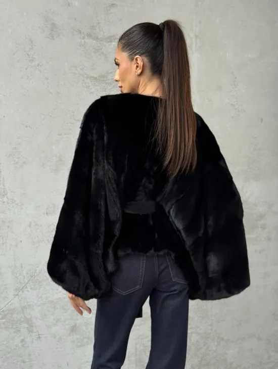 Черная натуральная женская норковая шуба