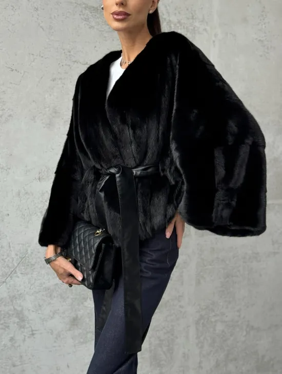 Черная натуральная женская норковая шуба