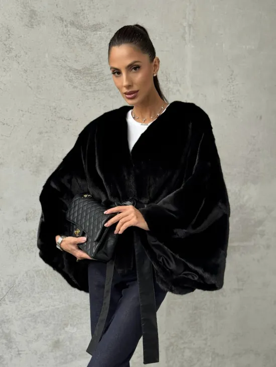 Черная натуральная женская норковая шуба
