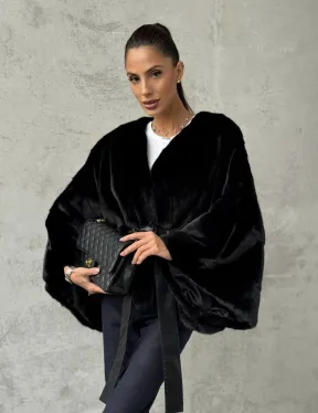 Черная натуральная женская норковая шуба