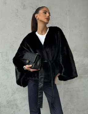 Черная натуральная женская норковая шуба