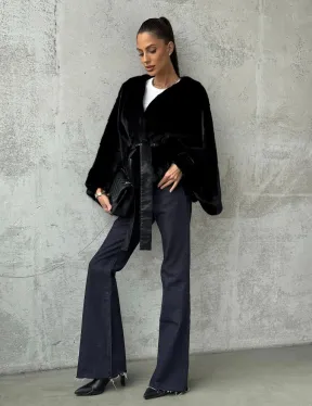 Черная натуральная женская норковая шуба