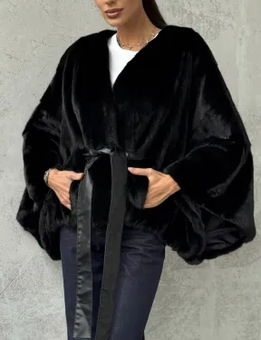 Черная натуральная женская норковая шуба