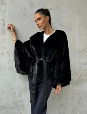 Черная натуральная женская норковая шуба