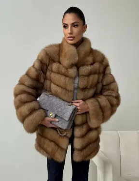 Шуба из куницы - стойка воротник