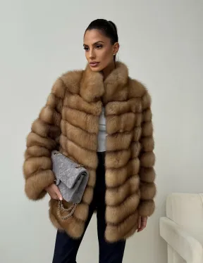 Шуба из куницы - стойка воротник