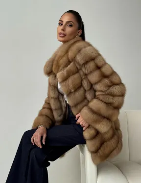 Шуба из куницы - стойка воротник