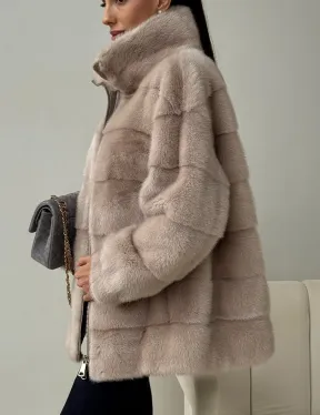 Норковая куртка стойка воротник