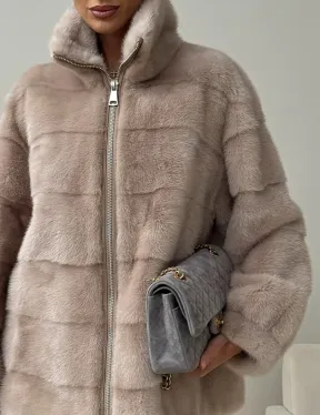 Норковая куртка стойка воротник