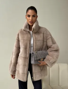 Норковая куртка стойка воротник