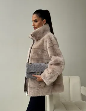 Норковая куртка стойка воротник