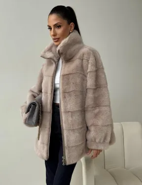 Норковая куртка стойка воротник