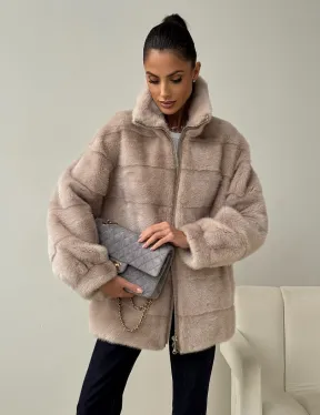 Норковая куртка стойка воротник