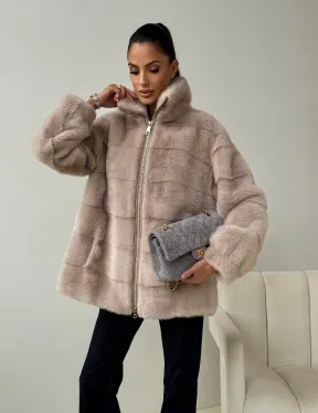 Норковая куртка стойка воротник