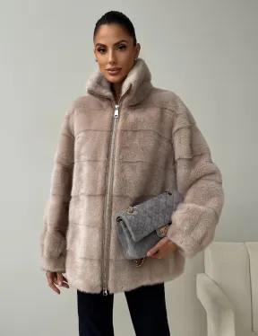 Норковая куртка стойка воротник