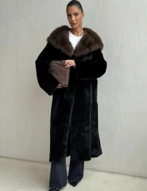 Норка кимоно BLACKGLAMA С капюшоном