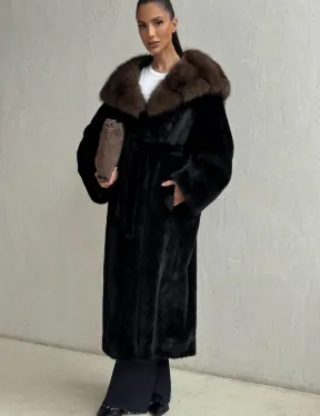 Норка кимоно BLACKGLAMA С капюшоном