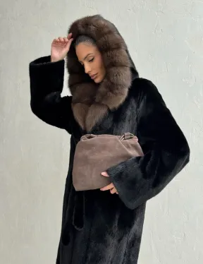 Норка кимоно BLACKGLAMA С капюшоном