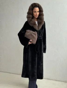 Норка кимоно BLACKGLAMA С капюшоном