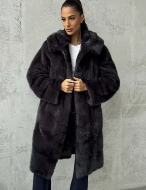 Женская норковая шуба с капюшоном