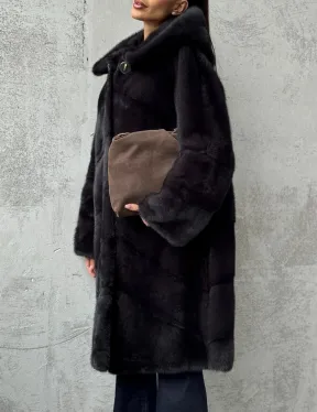 Норковая женская шуба с капюшоном