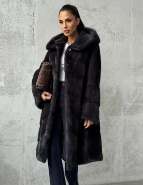 Норковая женская шуба с капюшоном