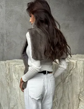 Манишка норковая серая