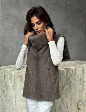 Манишка норковая серая