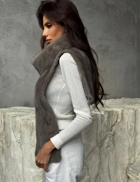 Манишка норковая серая