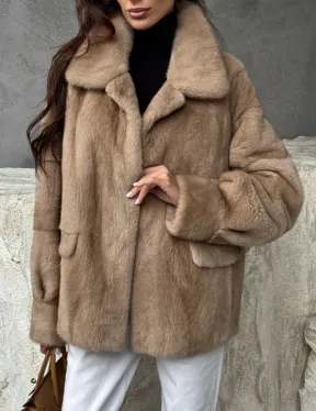 Норковый жакет с английским воротником - пастель