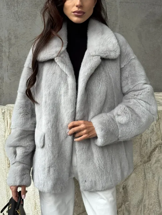 Голубая норковая шуба