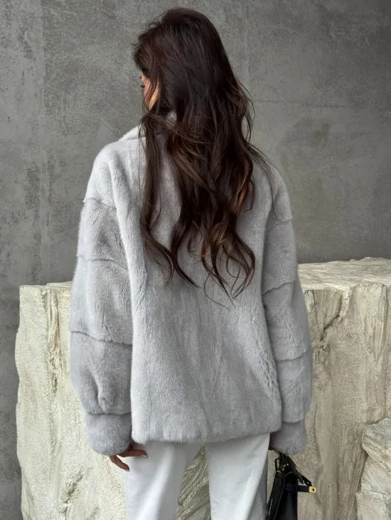 Голубая норковая шуба