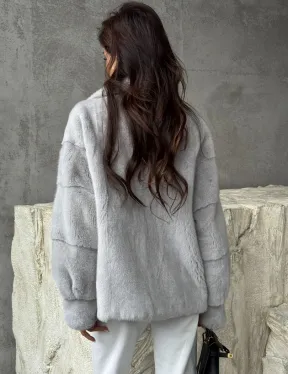 Голубая норковая шуба