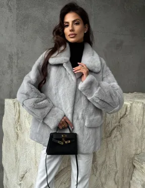 Голубая норковая шуба