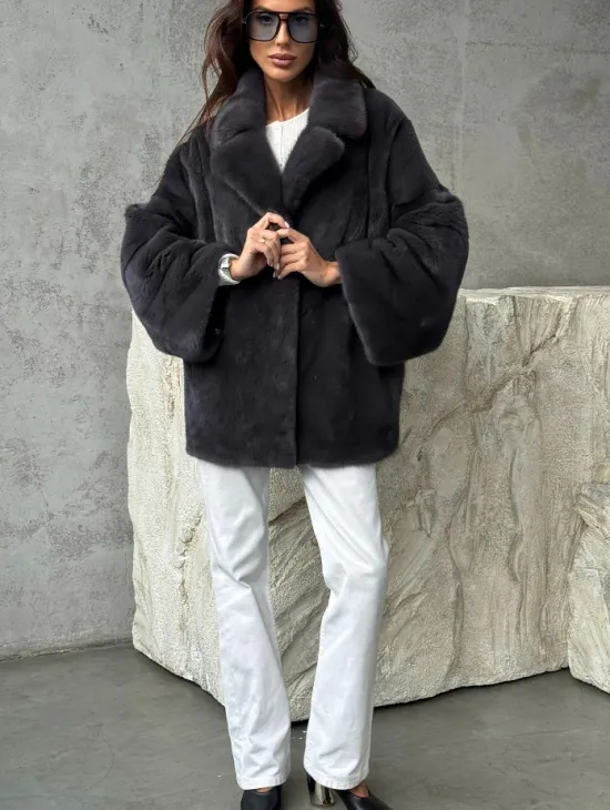 Серый норковый полушубок - автоледи