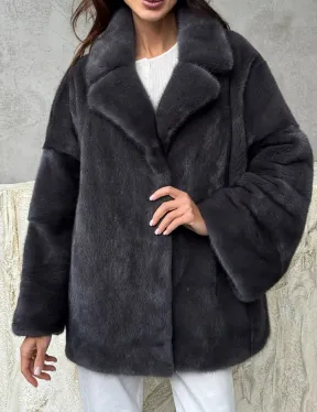 Серый норковый полушубок - автоледи