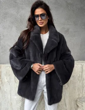 Серый норковый полушубок - автоледи