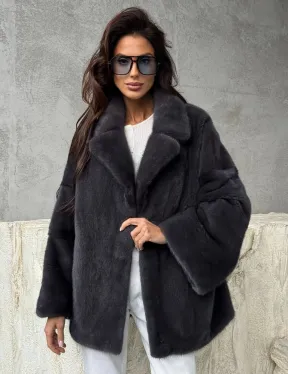 Серый норковый полушубок - автоледи