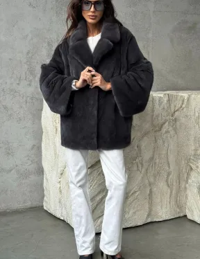 Серый норковый полушубок - автоледи