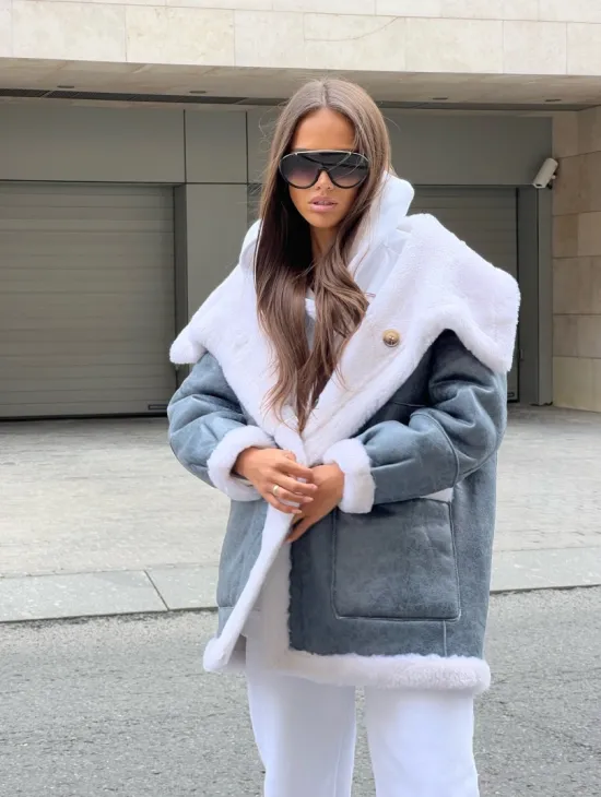 Двухсторонняя шубка - дубленка из натуральной шерсти