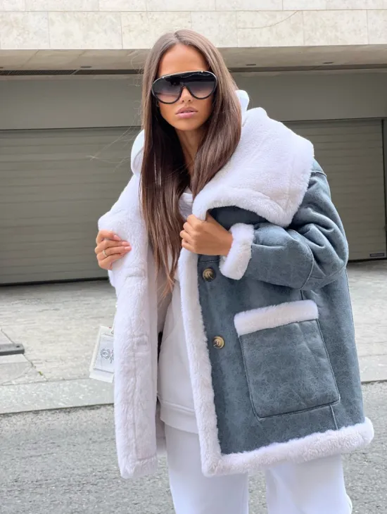 Двухсторонняя шубка - дубленка из натуральной шерсти