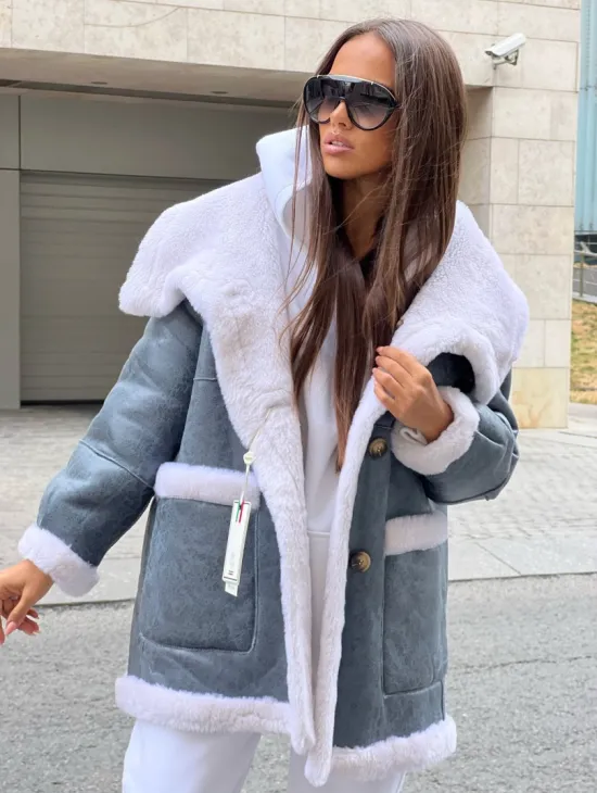 Двухсторонняя шубка - дубленка из натуральной шерсти